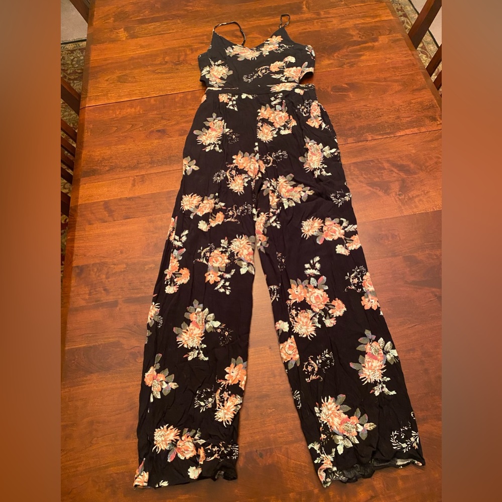 American Eagle Outfitters Black Floral Jumpsuit